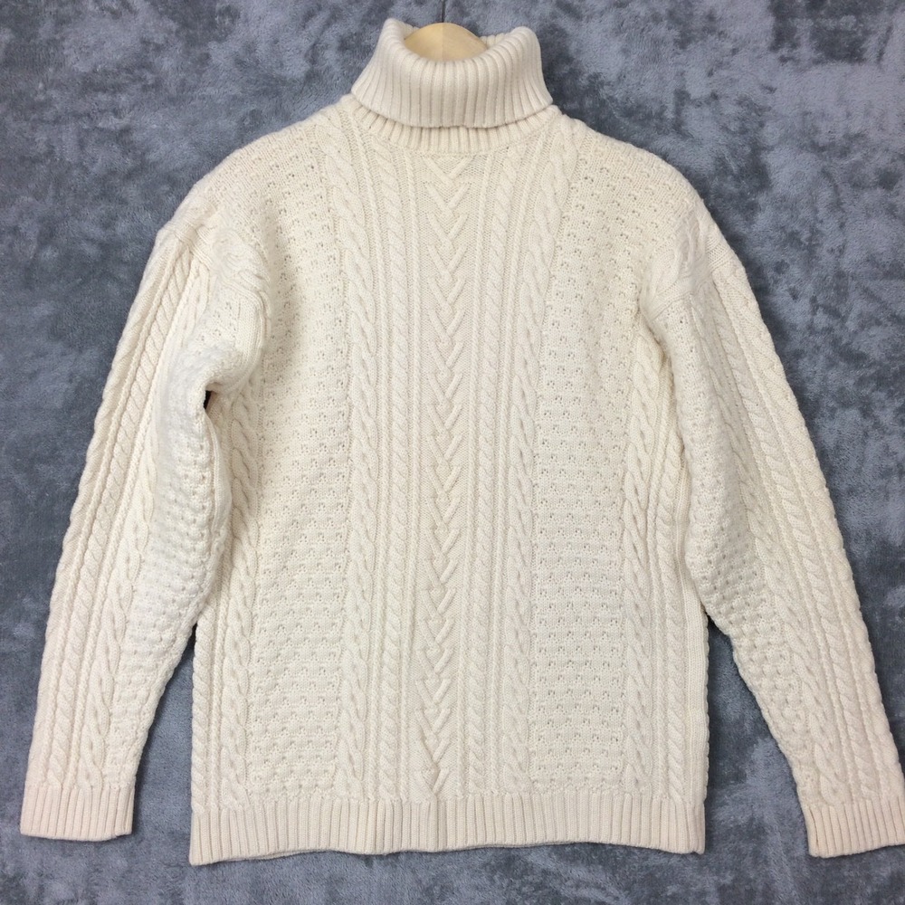 Vtg Holt Renfrew Cable Knit Sweater Womens Medium Wool Turtleneck Fisherman